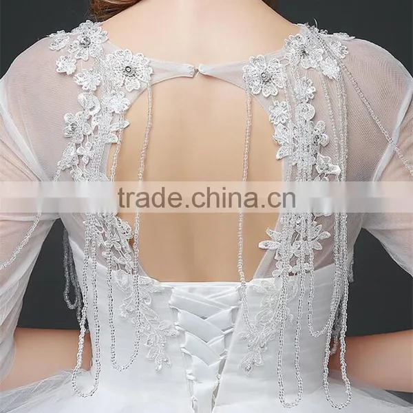 OEM Sweatheart A-line Emboridery Neckline Sexy Backless Bridal Gown Lace Wedding Dresses 2016 In Stock photo-6