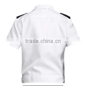 Poly-Cotton White Security Short Sleeve Guard Shirts With Bow Tie photo-3
