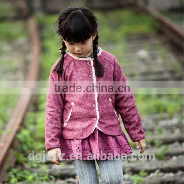 100%cotton Velvest Added Autumn/winter Dress for Girls Hot Sale in 2016