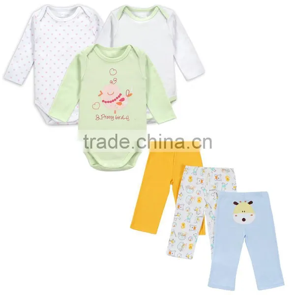 Newborn Baby Clothes Long Sleeves 100% Cotton Romper+Trousers Carters Baby Clothes photo-3
