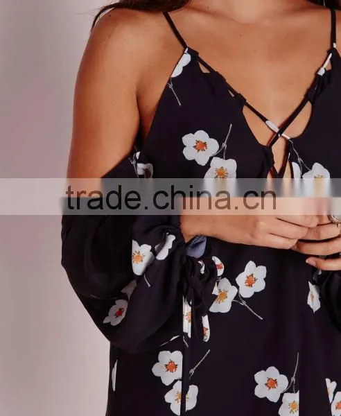 New Summer Collection Wholesale Floral Printing High Quality Chiffon Style Blouse photo-6