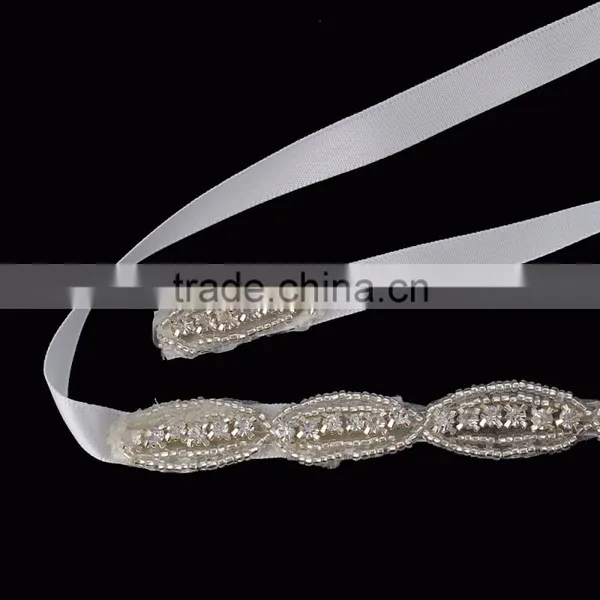 White Clear Rhinestone Circle Ring Ribbon Headband Headdress Wedding Hair Accessories photo-2