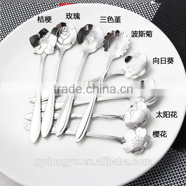 High Quality Stainless Steel Coffee Spoon /llg Gold Plate Cherry Flower Stainless Steel Tea Spoon /fancy Dinnerware Tableware photo-4