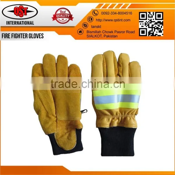 Leather Work Gloves With Insulated Split Cowhide for Firefighter photo-2