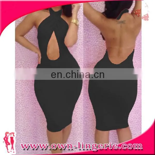 Sexy Neck Halter Backless Punk Clothing Women Gothic Clubwear Bodycon Mini Dress photo-4
