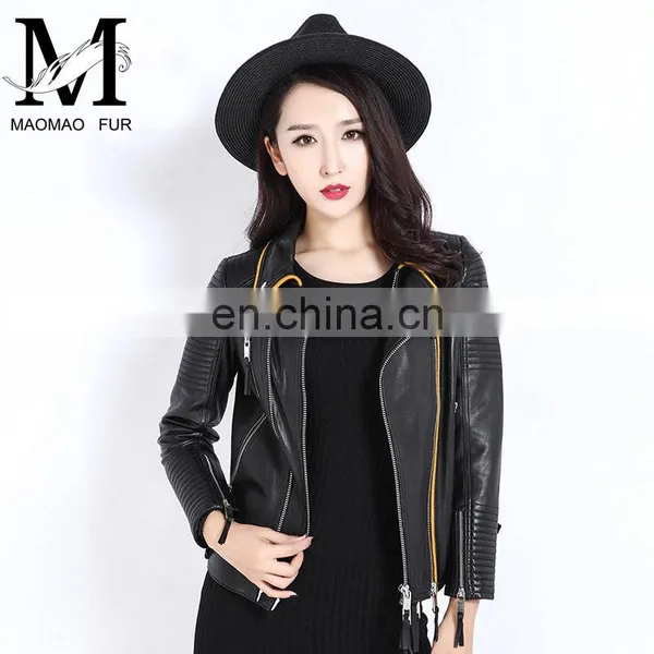 2017 Wholesale Women Real Leather Coat Lady Spring Overcoat photo-4