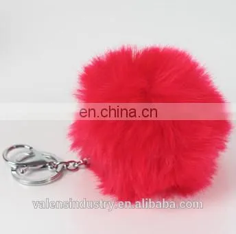Custom Wholesale Fluffy Faux Fur Pom Poms Ball Keychain You Pom 18 Keychain for Woman Cellphone/handbag/hats/Car photo-3
