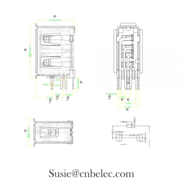 OEM 2.0 4 Pin Type A Female USB Connector USB Port Plug From Shenzhen Manufacturer photo-3