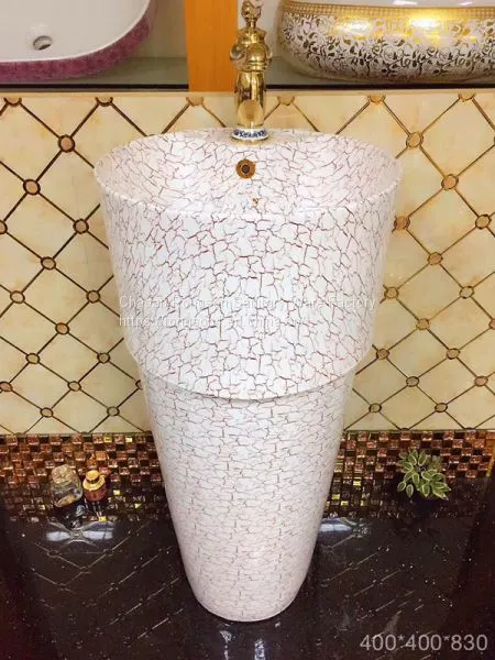 Ceramic New Design Big Size Bathroom Good Quality Round One Piece Pedestal Types of Standing Wash Basins Made in China photo-5