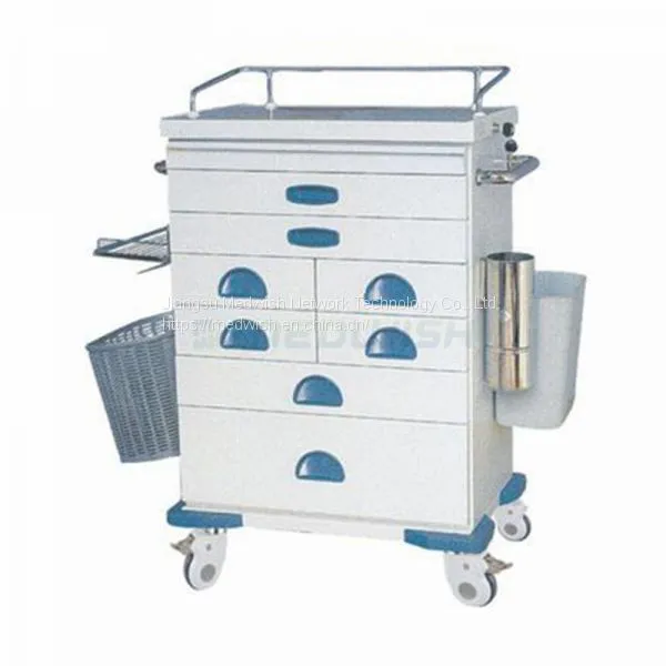 AG-AT021 Hospital Powder Coating Steel Storage Medical Anesthesia Trolley On Wheels