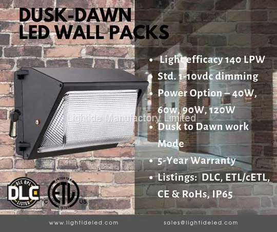 140 Lm/w 90W Commercial Wall Pack Light Fixtures, DLC QPL, 5-yrs Warranty photo-2
