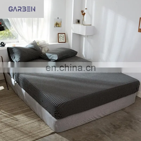 100% Cotton Knit Fabric Fitted Sheet Mattress Protector Queen Size Mattress Cover Four Side Elastic photo-3