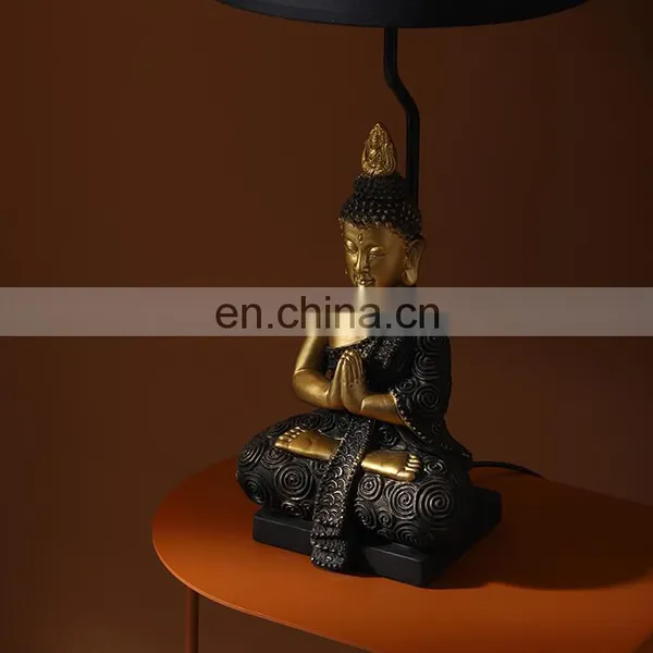 Chinese Classical Figure Statue Decoration Luxury Gold Resin Base Buddha Shape Modern Cheap Desk Lamps for Church photo-6