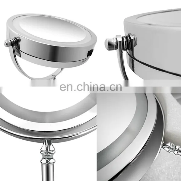 Amazon Hot Sell 8 Inch LED Mirror Beauty Make up Round Glass 10x Magnification Standing Make Up Mirror photo-6