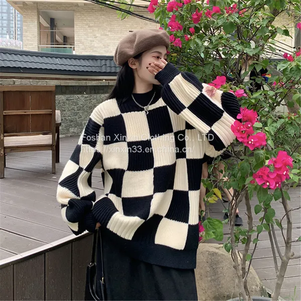 Korean Simple Long Sleeved Board Sweater Female Autumn Winter Round Collar Loose Lazy Wind Sweater Jacket 202 1 New