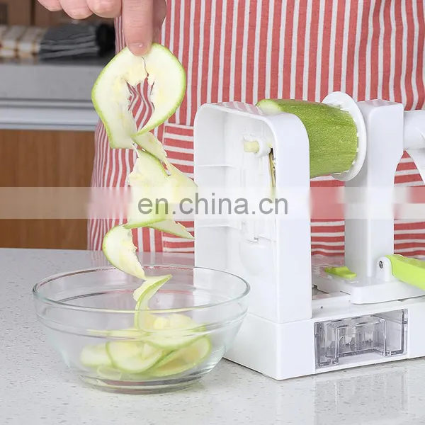 Manual Chopper Kitchen Plastic Hand Tabletop Cutter Fruit Peeler Multipurpose Spiral Vegetable Slicer photo-2
