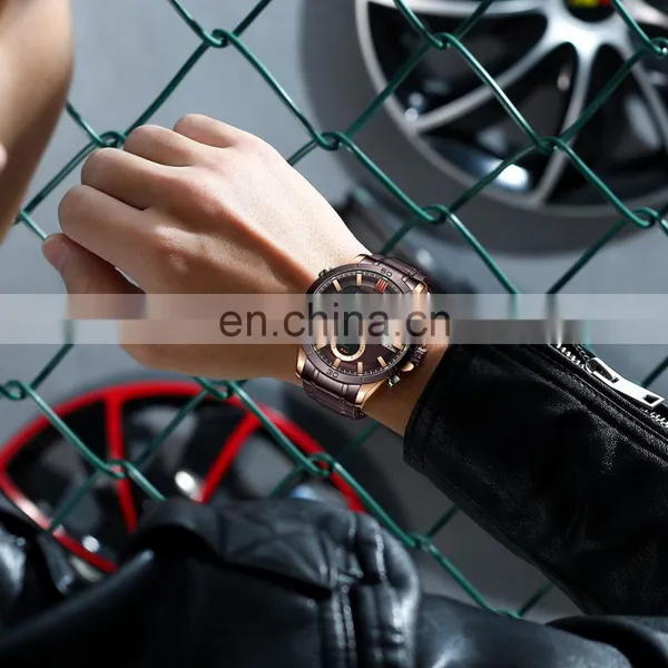 CURREN 8384 Men's Digital Watches Fashion Sport Stainless Steel Chronograph Luminous LED Gold Watch photo-3