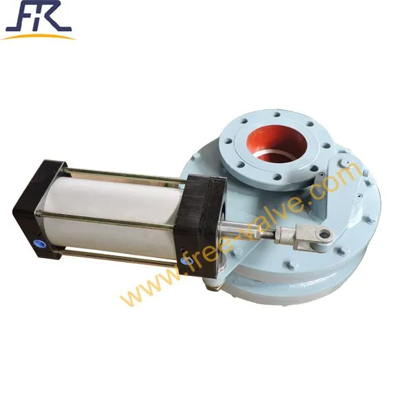 DN150 Pneumatic Ceramic Lined Rotary Double Disc Gate Valve photo-2