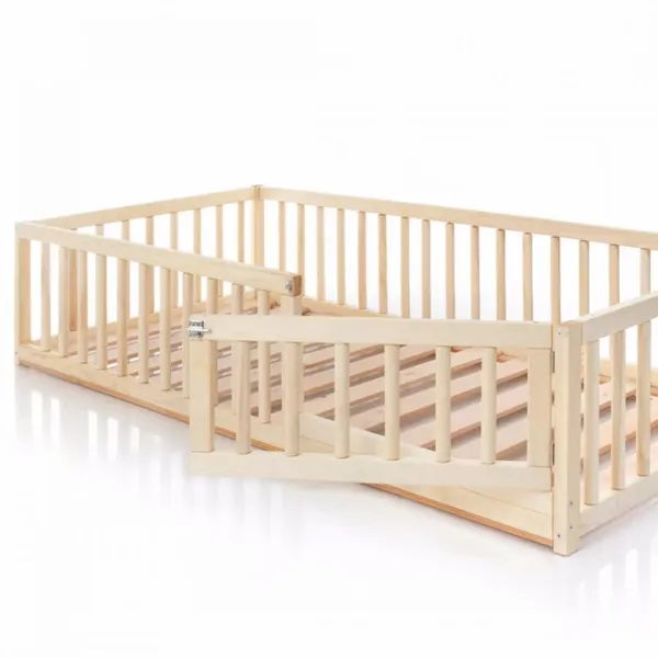 Montessori Toddler Floor Bed With Rails, Kids Floor Bed Frame, Children House Bed With Slats, Handmade Natural Solid Wood Toddler Bed photo-2