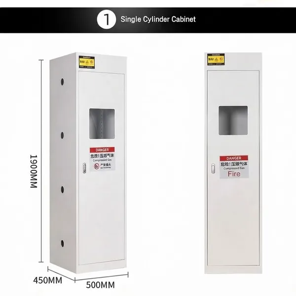Industrial Gas Bottle Safety Locker for Oil & Gas Sites, Steel Storage With Retaining Chains & Loading Pedal, HENGNA China Supplier