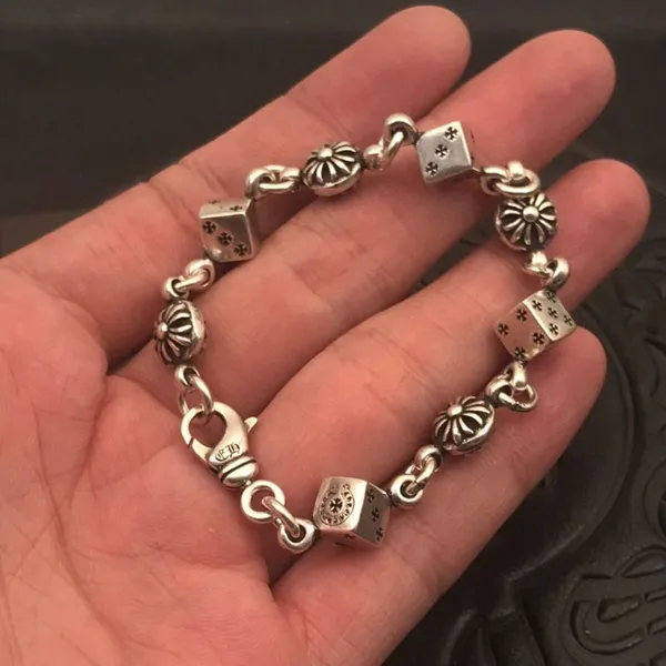 925 Sterling Silver Bracelets for Women Men Fine Accessories Trend Vintage Flower Pattern Pendant Bracelet Party Jewelry Gift photo-4