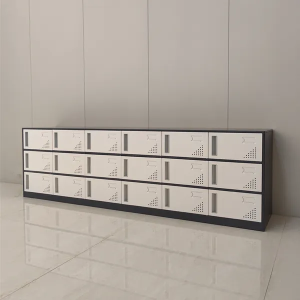 Customized 18 Doors Steel Storage Cabinet Black and White Metal Shoes Cabinet Locker photo-2
