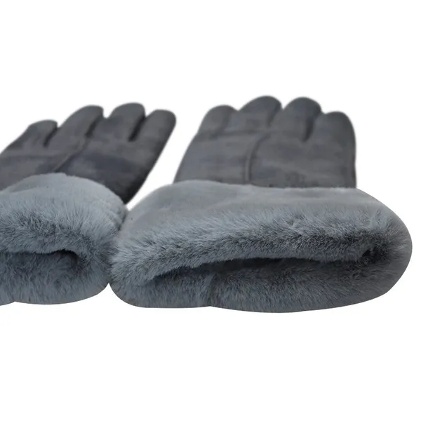 Women Winter Gloves Suede Sherpa Lined Furry Cuff Snug Fit Windproof Urban Commute Winter Gloves photo-5