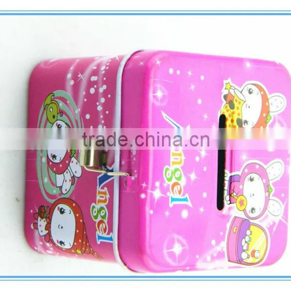 High Quality Square Tin Coin Box Tin Saving Bank /coin Bank With Lock photo-2