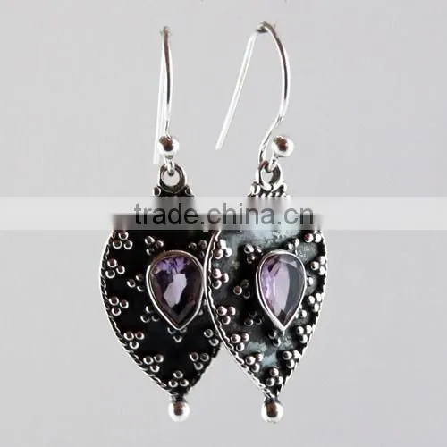 Make A Wish !! Oxidized Amethyst 925 Sterling Silver Earring, Gemstone Silver Jewelry, Handmade Silver Jewelry photo-6