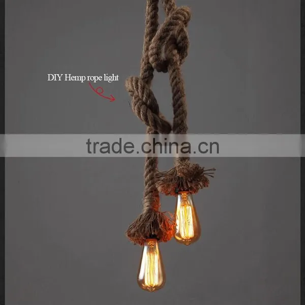 Retro DIY Art Hemp Rope Pendant Light 200cm Creative Art Chandelier Dining Room LED Droplight photo-2