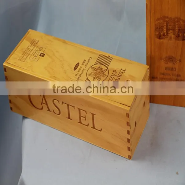 2016 Wooden Wine Box Laser Engraving Logo Natural Wood Color