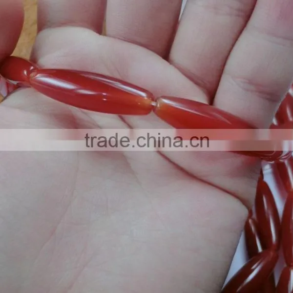 WholeSale 8*30mm Rice Red Agate Gemstone Loose Beads /semi-precious Stone photo-2