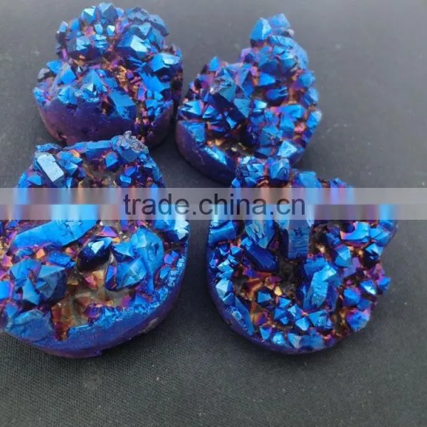 Assorted Double Electroplated Druzy Loose Cabochon, Titanium Coated Oval Shape Cabochon photo-4