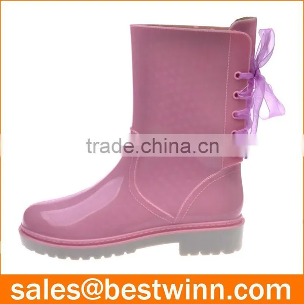 Fashion Rain Boots With Back Lace up