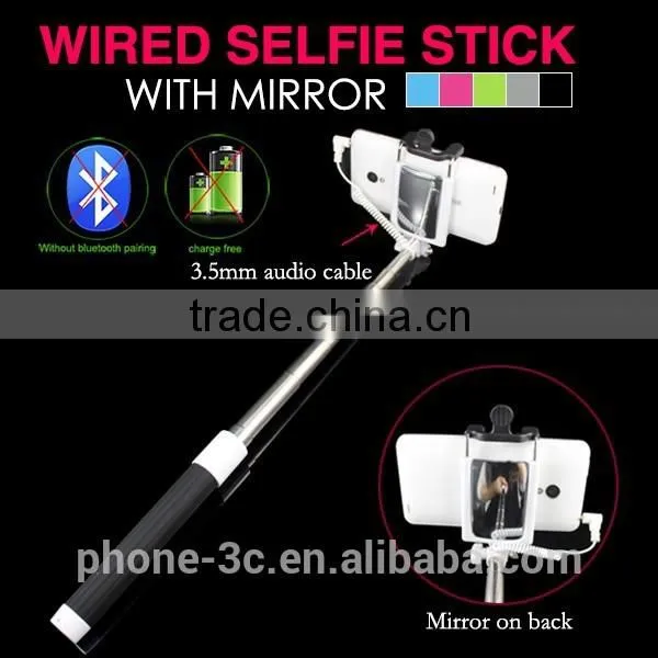 Best Seller Product 2015 Wired Foldable Selfie Stick With Mirror, Monopod Selfie Stick for Nokia Lumia 1520 photo-6