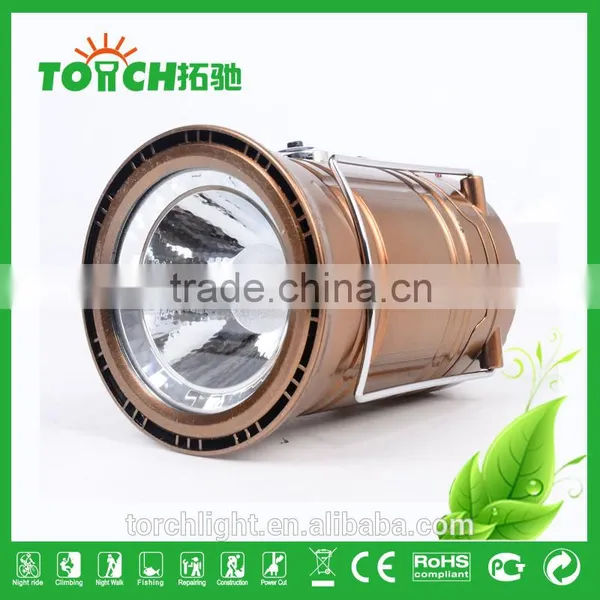 New Design Solar Lantern Outdoor Camping Light Golden Color Rechargeable Camp Lamp Torch Multifunctional Torch photo-2