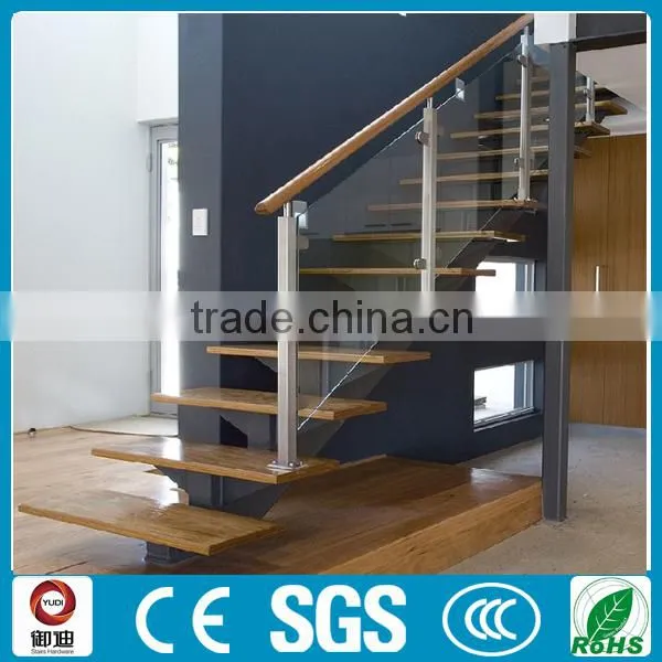 Contemporary Indoor Glass Beam Wooden Stairs photo-3