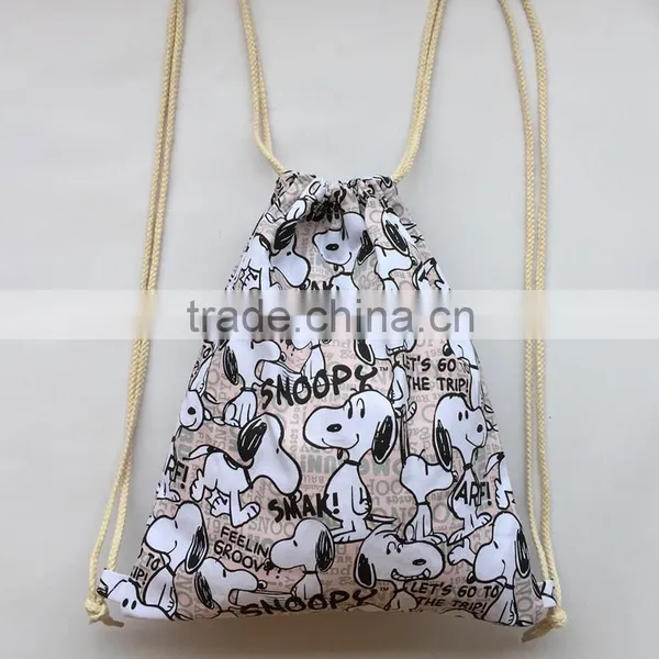 Children Cartoon Graffiti Bundle Mouth Bag Draw Canvas Backpack Bag photo-3