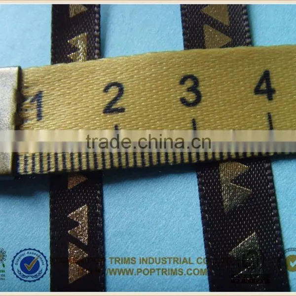 7mm Shiny Gold Foil Printing Brown Satin Ribbon photo-3