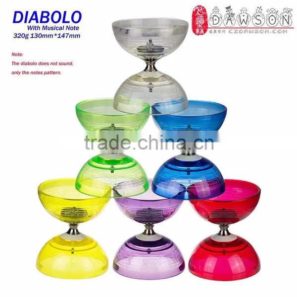 China Kongzhu Musical Note Bell Diabolo 3 Bearings Set Packing (Dia. 130mm Cup, Sticks, String Bag, Spare String)
