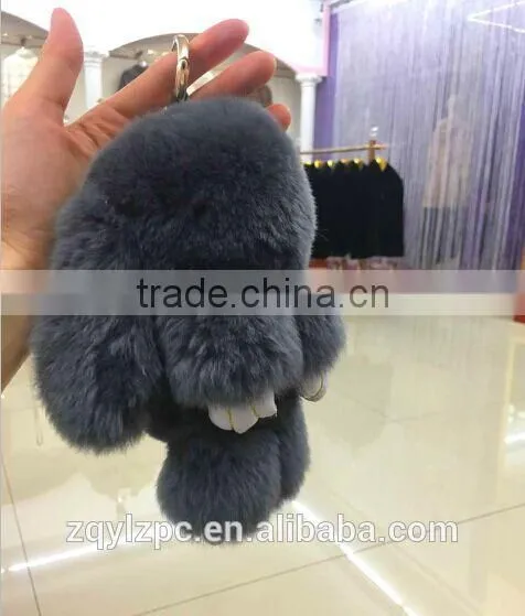 Big Soft Cute Rex Rabbit Fur Toy Keyring Decorate Keychain Trimming for Keys photo-4