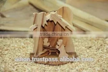 High Quality Cheap Christmas Bethlehem Composition of Original Olive Wood