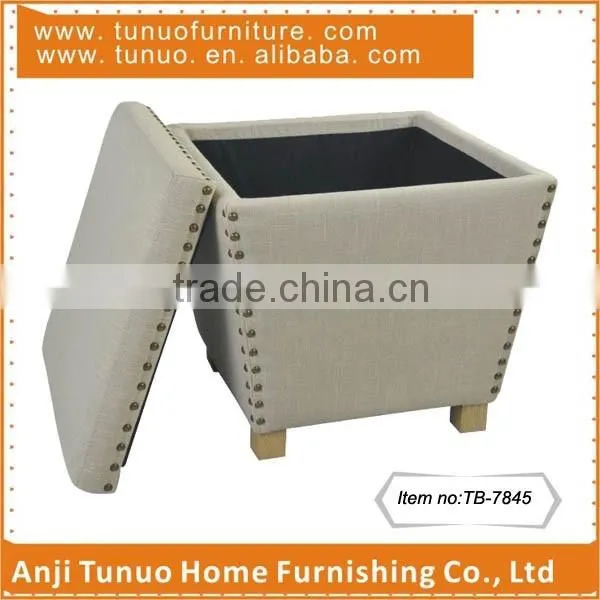 Ottoman,Shoe Storage,Wooden,Cube,Copper Nails Around,TB-7845 photo-2