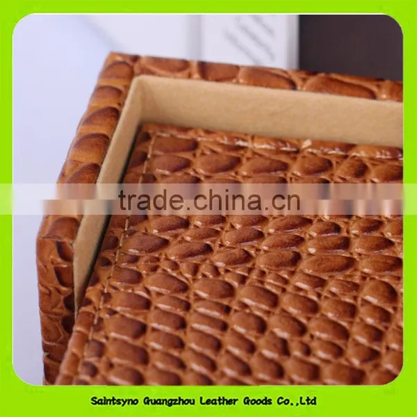 16034 Factory Price Square Shaped Faux Leather Coffee Coaster Set photo-4