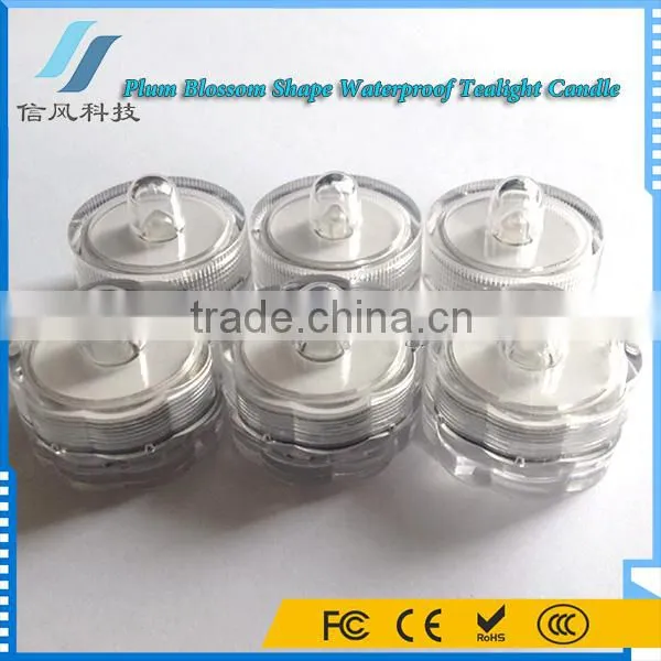 12Pcs Colorful Plum Blossom Shape Mini Submersible Waterproof Tea Lights Decorative Candle photo-4