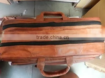 Real Goat Leather Vintage Style Weekend Bags/leather Travel Bags/luggage Bags photo-3