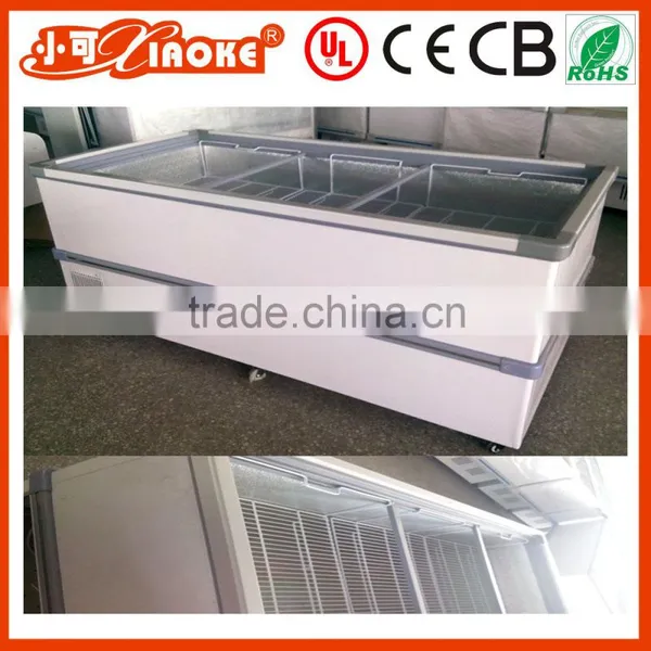 Double compressor supermarket frozen meat Showcase deep freezer