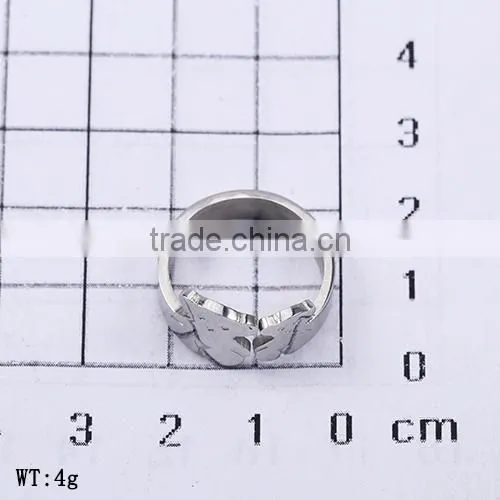 Wholesale Fashionable Classical Style Silver Stainless Steel Double Bear Finger Ring photo-2
