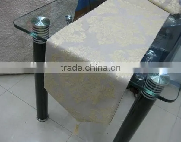 Polyester Jacquard Luxury Table Runner, Wedding Banquet Table Runner Ivory