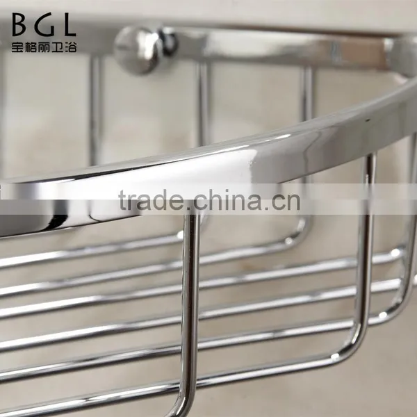 Wall Mounted Bathroom Hardware Chrome Plating Brass Hanging Corner Basket for Bathroom Storage photo-5